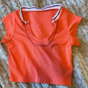 Orange Ribbed Crop Top